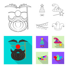 Vector design of party and birthday icon. Collection of party and celebration stock symbol for web.