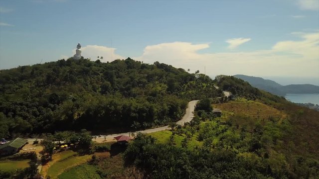 sunny day phuket island mountain traffic road coastline aerial panorama 4k thailand
