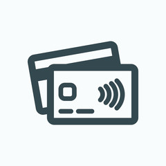 Contactless cards icons, contactless payment bank cards vector icon