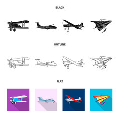 Isolated object of plane and transport sign. Collection of plane and sky stock symbol for web.
