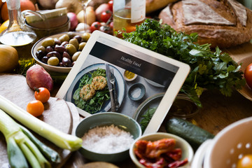 Healthy food recipe on a screen