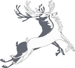 fantasy deer black outline isolated on white