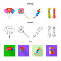 Isolated object of party and birthday sign. Set of party and celebration stock vector illustration.