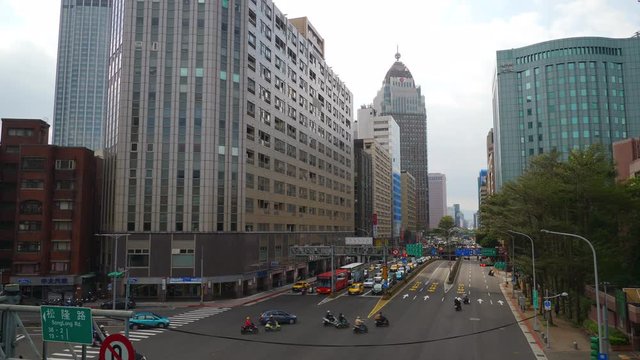 day time taipei city traffic street panorama 4k taiwan
