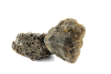 Basalt rock isolate on white background
