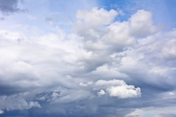 Sky with rugged clouds on a windy summer day.