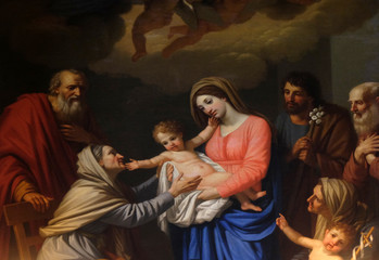 Fototapeta na wymiar Saint Anne adores the Child by Stefano Tofanelli, Basilica of Saint Frediano, Lucca, Tuscany, Italy 