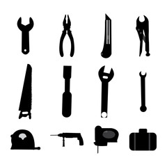 Vector illustration set of miscellaneous construction tools