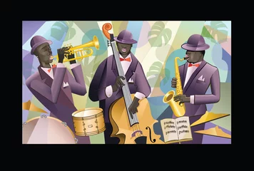 Foto op Plexiglas Jazzband op een kleurrijke achtergrond © Isaxar