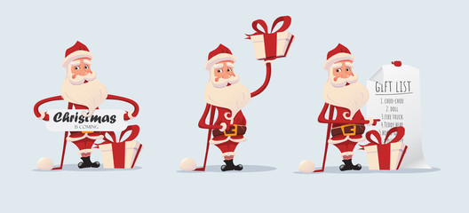 Set of funny and cute Santa Claus,
