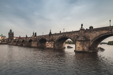 Fototapeta na wymiar Charles Bridge over Vltava river, old Prague