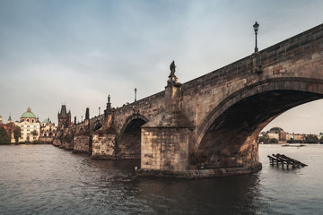 Fototapeta na wymiar Charles Bridge over Vltava river. Prague