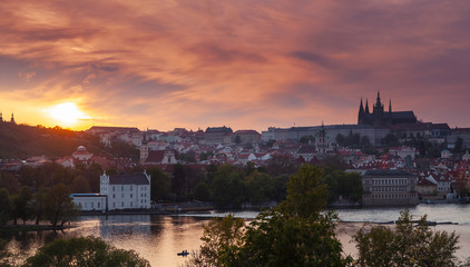 Czech Republic, Old Prague town at sunset