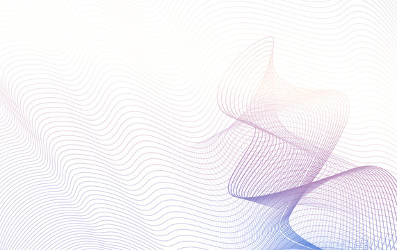 Pastel purple, blue, beige waving lines on white background. Abstract vector multicolour wave design. Technology modern horizontal art line composition. EPS10 illustration