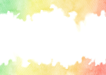 Hand painted rainbow watercolor texture frame isolated on white