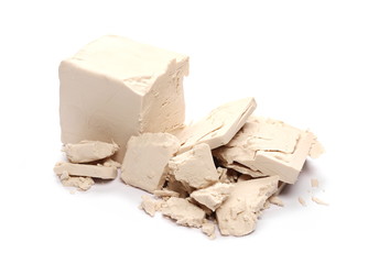 Fresh yeast isolated on white background