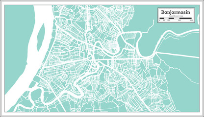 Fototapeta premium Banjarmasin Indonesia City Map in Retro Style. Outline Map.