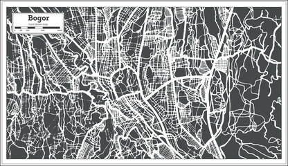 Bogor West Java Indonesia City Map in Retro Style. Outline Map.