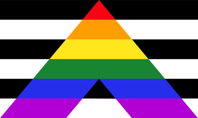 Straight ally pride flag - mix of LGBT and heterosexual communities signs