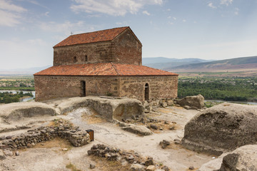 Ancient church in the cave city Uplistsikhe in Georgia