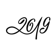 2019 Chinese New Year of the Pig. Hand drawn typography design. Calligraphy holiday inscription. 