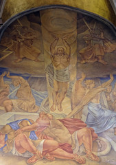 Resurrection of Christ, fresco in the church of St. Mark in Zagreb, Croatia