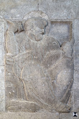 Saint Mark the Evangelist, relief by Ivan Mestrovic, church of St. Mark in Zagreb, Croatia 