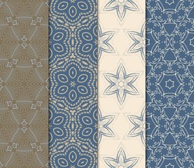 Set Of Art Deco Pattern Of Geometric Elements. Seamless Pattern. Vector Illustration. Design For Printing, Presentation, Textile Industry. Tribal Ethnic Arabic, Fashion