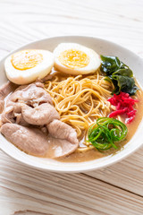 tonkotsu ramen noodles with pork and egg