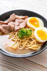 tonkotsu ramen noodles with pork and egg