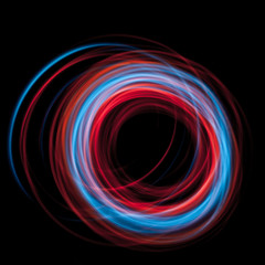 multicolor led light painting round trails abstract background on black - obrazy, fototapety, plakaty