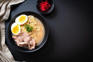 tonkotsu ramen noodles with pork and egg