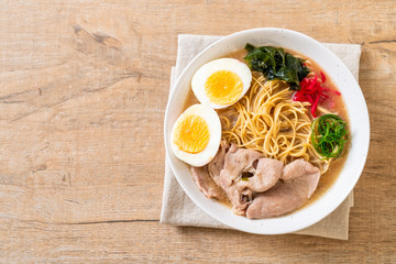 tonkotsu ramen noodles with pork and egg