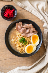 tonkotsu ramen noodles with pork and egg