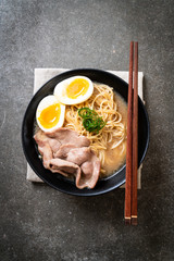 tonkotsu ramen noodles with pork and egg