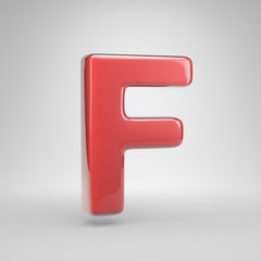 Coral car paint letter F uppercase isolated on white background