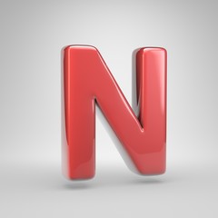 Coral car paint letter N uppercase isolated on white background