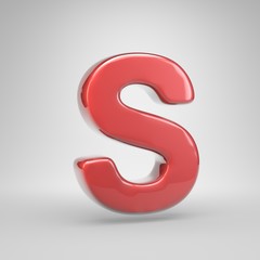 Coral car paint letter S uppercase isolated on white background