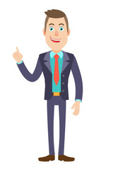 Businessman pointing up