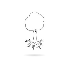 Black Tree and root logo, tree and root icon 