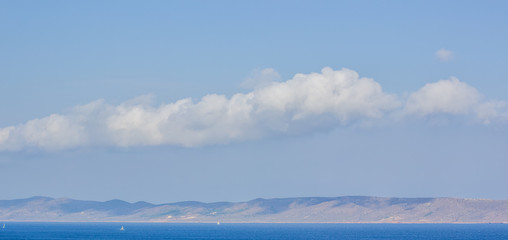 mountain ridge and sea nature landscape panorama, copy space