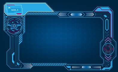 Graphic presentation asymmetric computer panel, frame, display with control technology. illustration