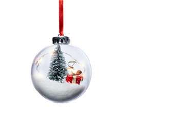 Clear Ball Ornament  with christmas tree,  small gift and christmas light inside.  Clear Ball...