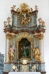 The altar of St. Paul the Hermit, parish Church of the Immaculate Conception of the Virgin Mary in Lepoglava, Croatia