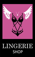 Lingerie luxury style vector tag background. Stylish design for underwear shop.