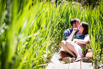 happy lovers on Holiday in the alps mountains