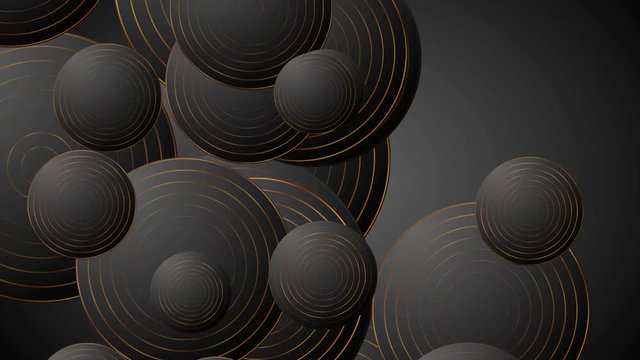Black and bronze circles abstract corporate motion design. Seamless loop. Video animation Ultra HD 4K 3840x2160