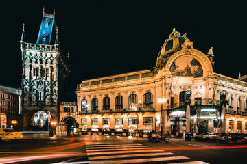 Fototapeta na wymiar Night Prague in Czech Republic 