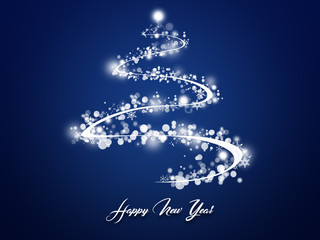 Beautiful Blue Background With Christmas tree