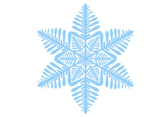 Blue snowflake isolated on a white background. Illustration of snowflakes